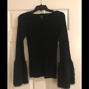 Beautiful Worthington sweater with furry sleeves.
